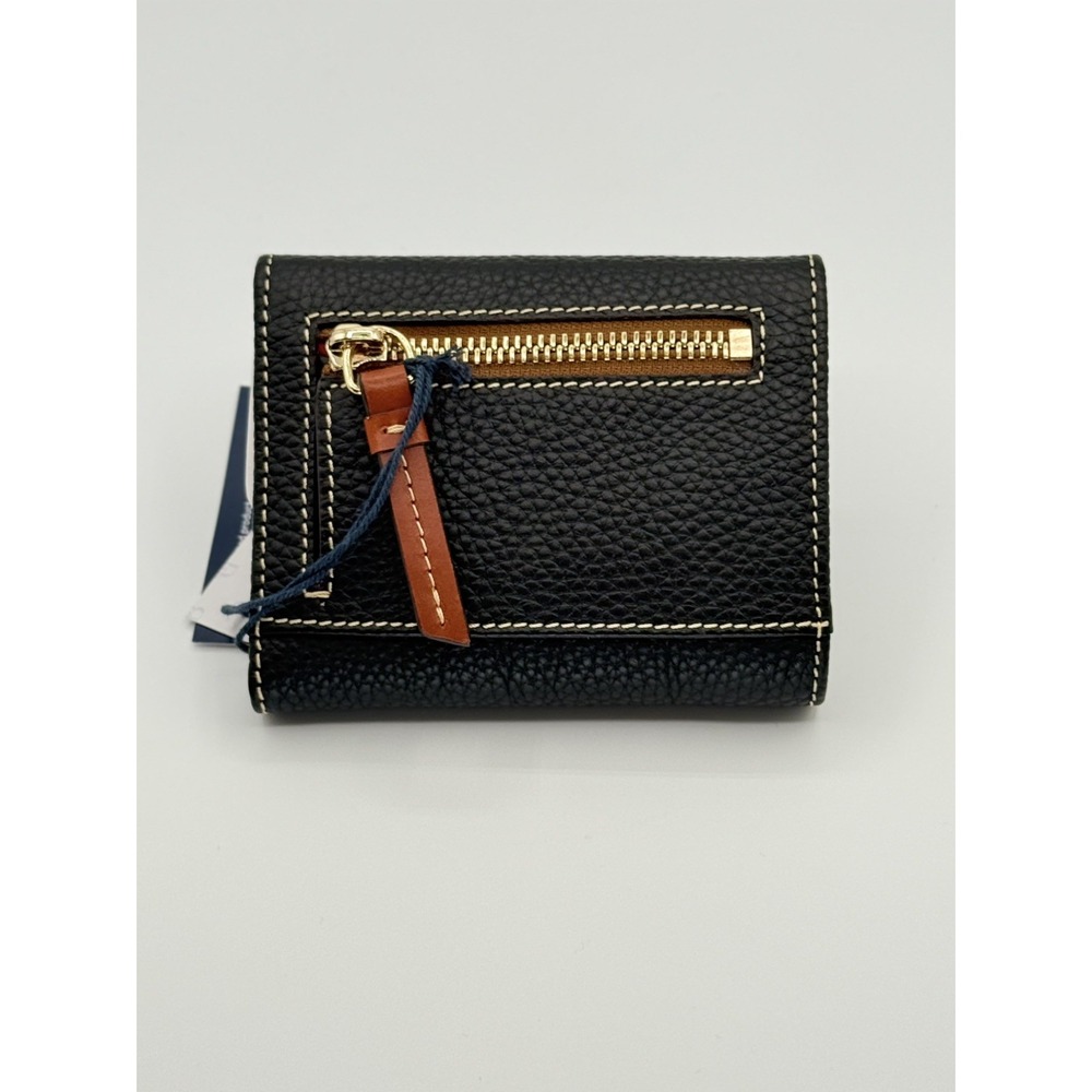 Dooney & Bourke Black Pebble Grain Small Flap Credit Card Wallet - Picture 5 of 6